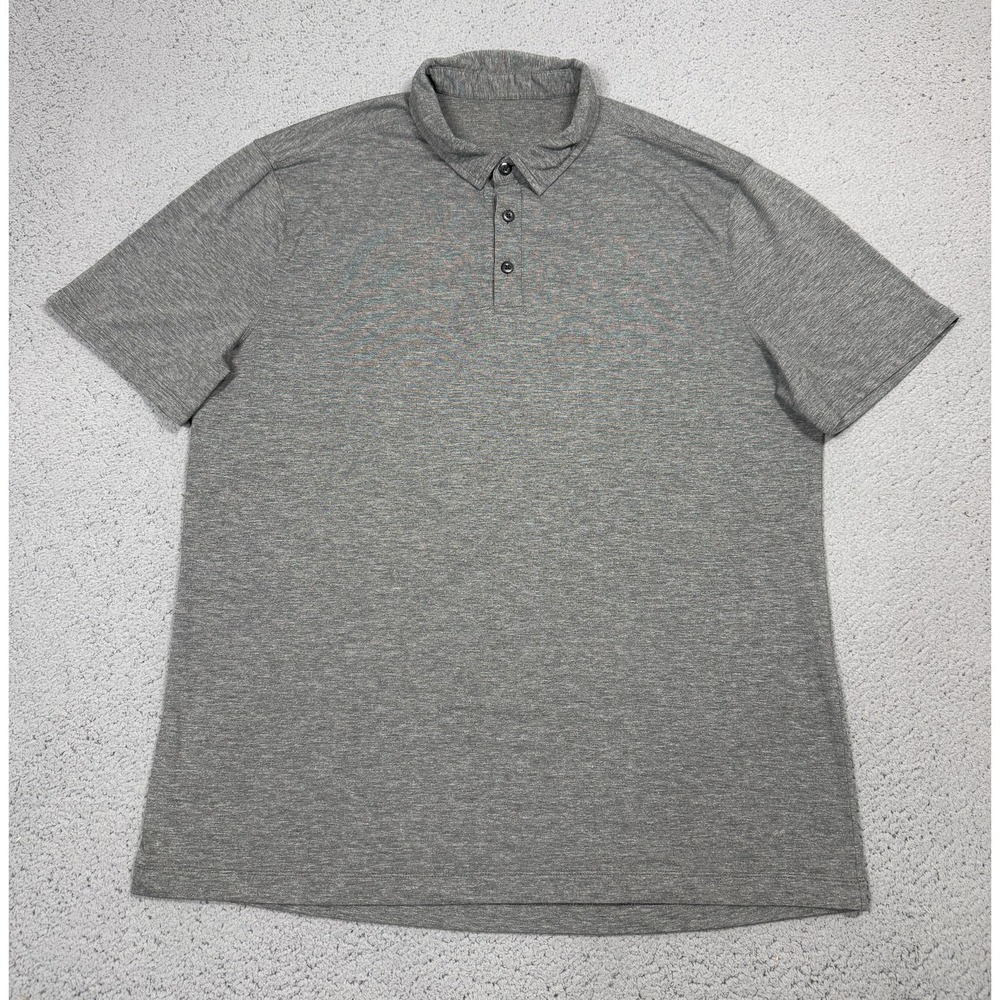 Lululemon Polo Shirt Mens XL Gray Solid Performance Golf Athletic Stretch Casual